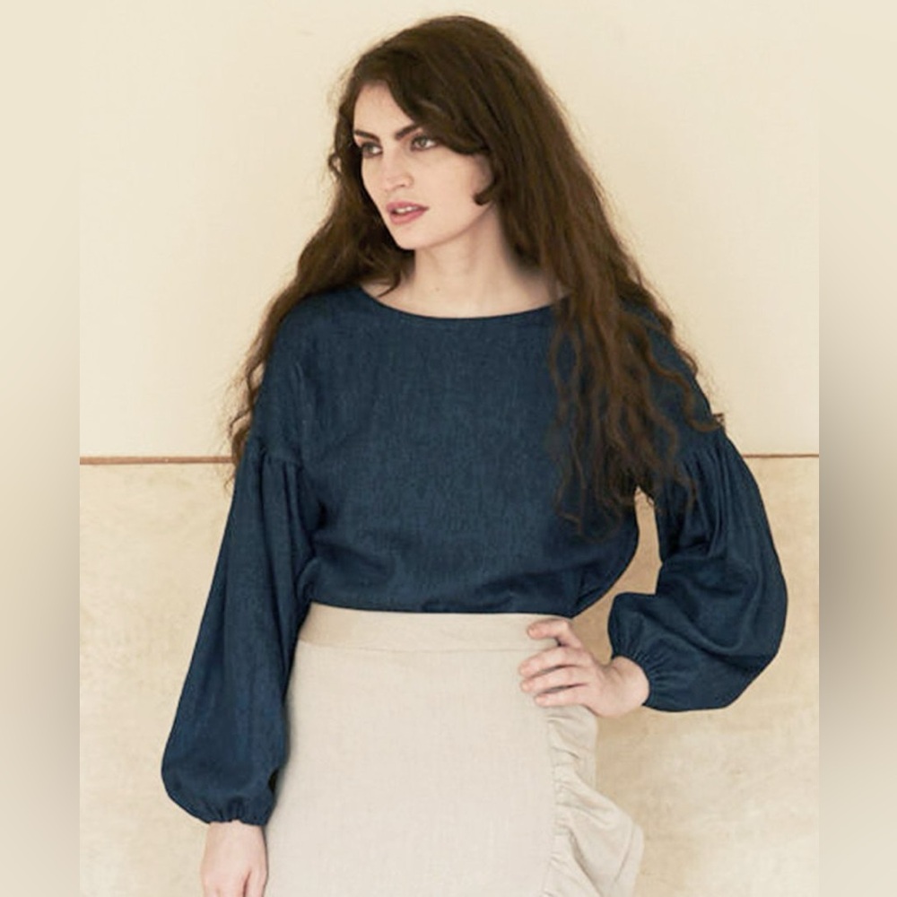 Elise Ballegeer Hemp Denim Britta Top Sz M